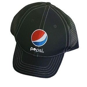 Pepsi Cola Snapback Trucker Hat Mesh Logo Navy Work Uniform G & G Outfitters Vtg